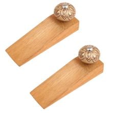 2 Pieces Golden Flower Ceramic Wooden Door Stopper